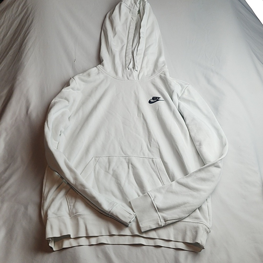Nike Sportswear Club Fleece Pullover Hoodie Sweatshirt White Size Medium